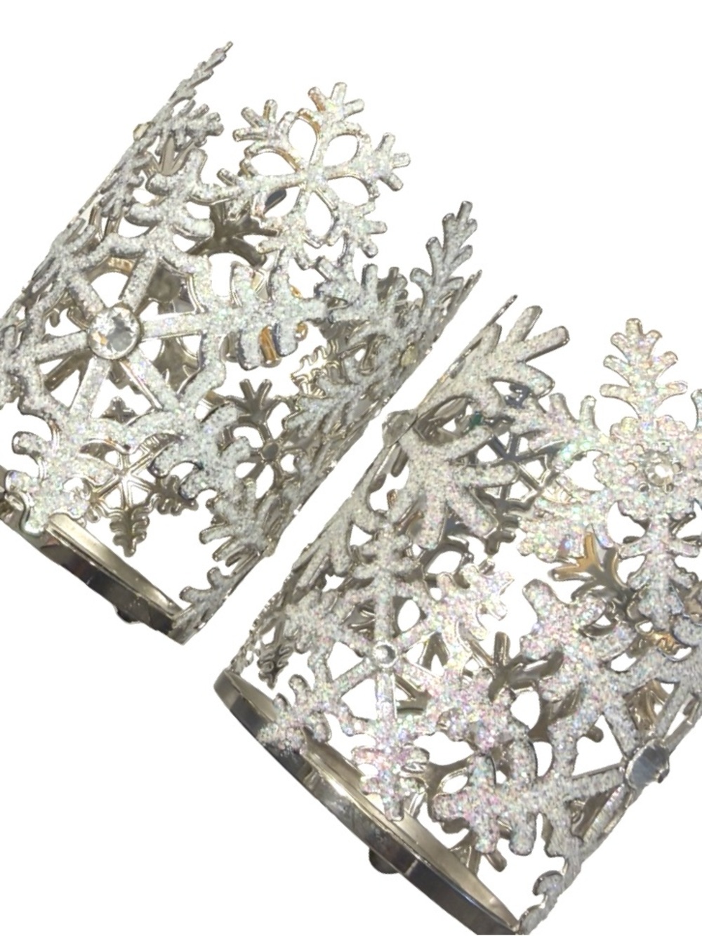 2 Snowflake Candle Holders - Picture 3 of 3